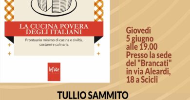 Tullio Sammito  e “La cucina povera degli italiani”. Al Brancati di Scicli Giovedì 5 giugno alle ore 19.