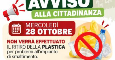 Mancato ritiro plastica mercoledì 28 ottobre