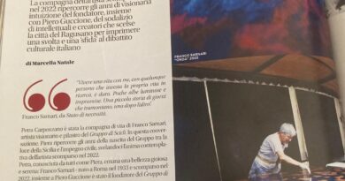 Franco Sarnari sul Mensile “I LOVE SICILY”. Il ricordo della compagna Piera Carpenzano.